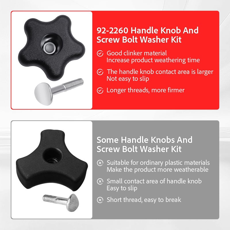 KLMHT Handle Knob and Screw Bolt Washer Kit Fits Toro Lawn Mowers/Snow Blowers 92-2260 and 107-3844,106-4161 for Repair Snow throwers and Lawn mowers Parts (2 Pack) - Image 4